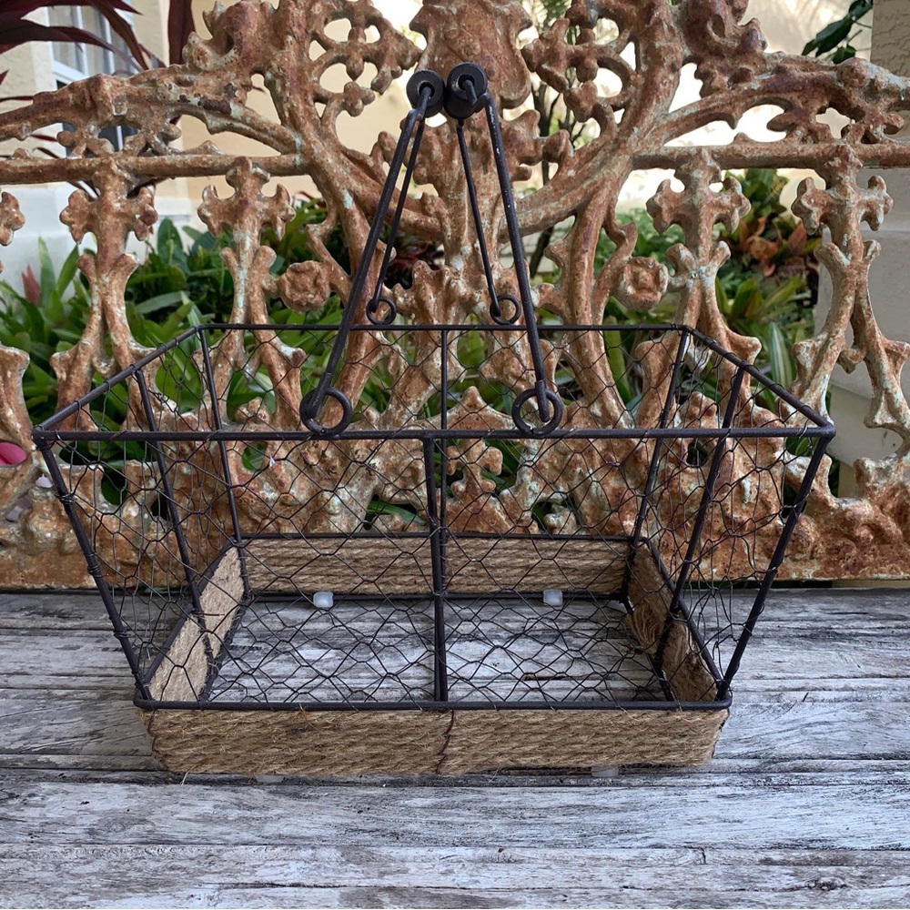 Rustic Wire and Burlap Basket